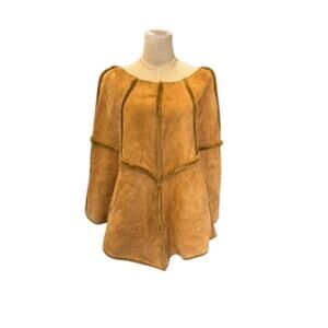 "UGG" Tan Suede Poncho With Pockets SZ S/-M Warm Fairy Core PLZ READ! FINAL SALE